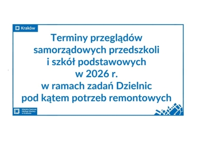 Terminy przeglądów samorządowych przedszkoli i szkół podstawowych w 2026 r. w ramach zadań Dzielnic